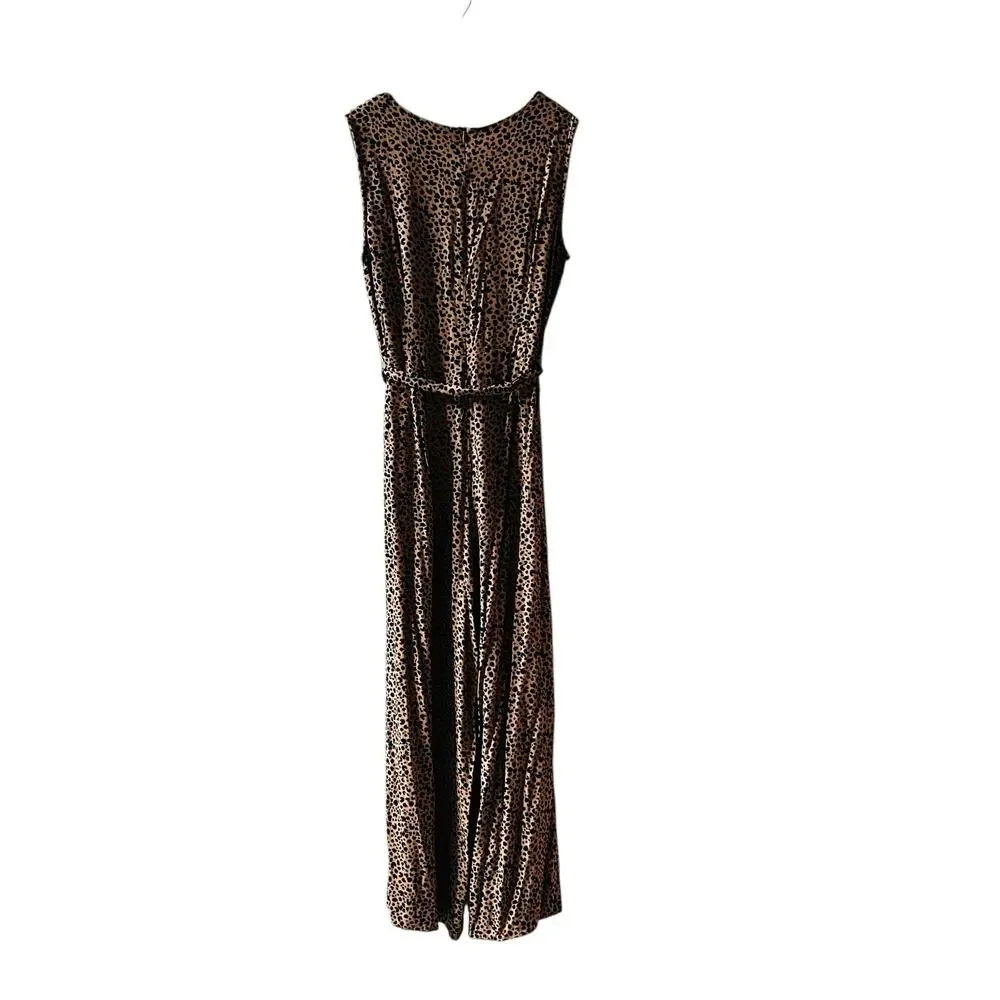 Skies Are Blue Brown Leopard Print Wide Leg Jumpsuit Size M Medium